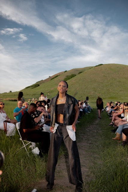 Sanyiah Crop Leather Vest with Asymmetric Tank Top