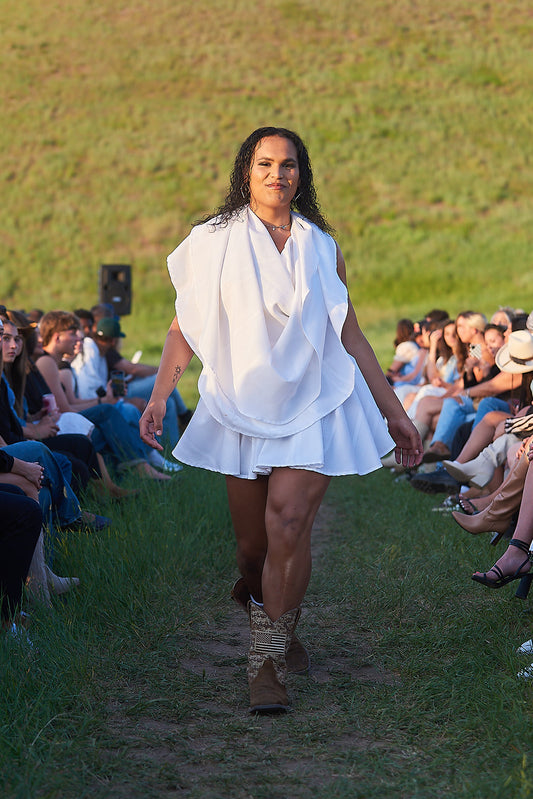 Jae White Scarf Top and Skirt Set