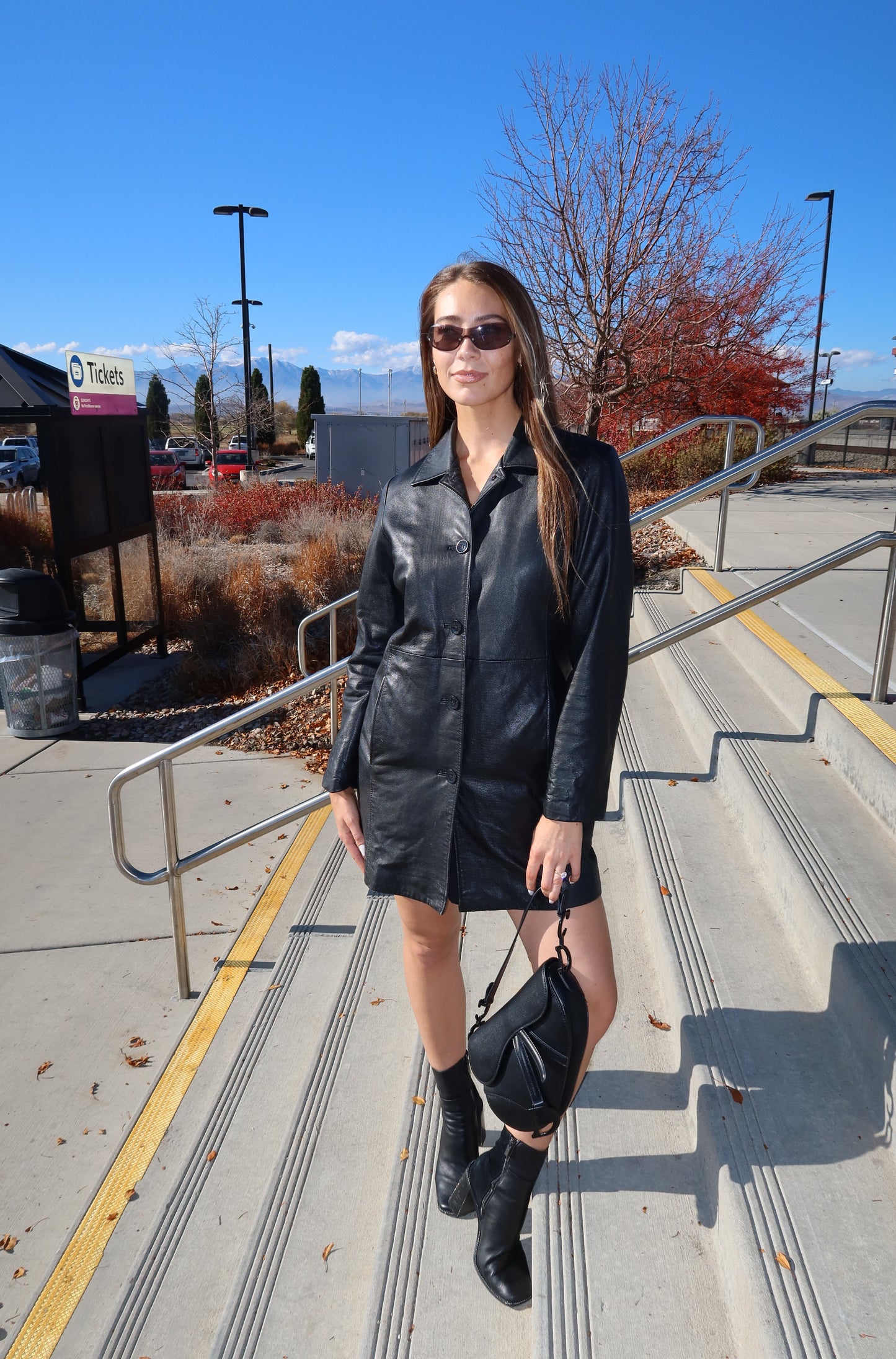 Wilsons Leather (100% Real Leather) Long Black Coat